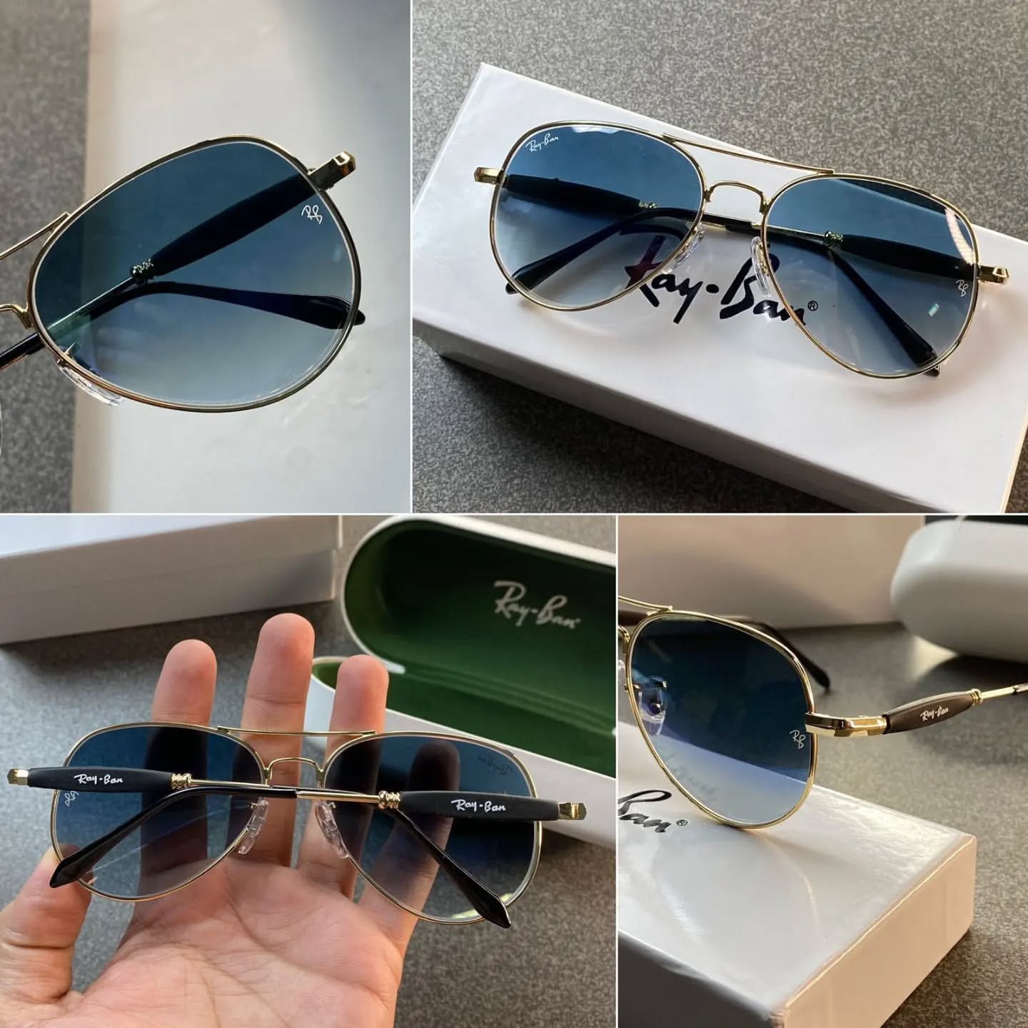 Ray Ban Gold Blue 3517 Sunglass For Daily Causal Evergreen UV Protected For Unisex