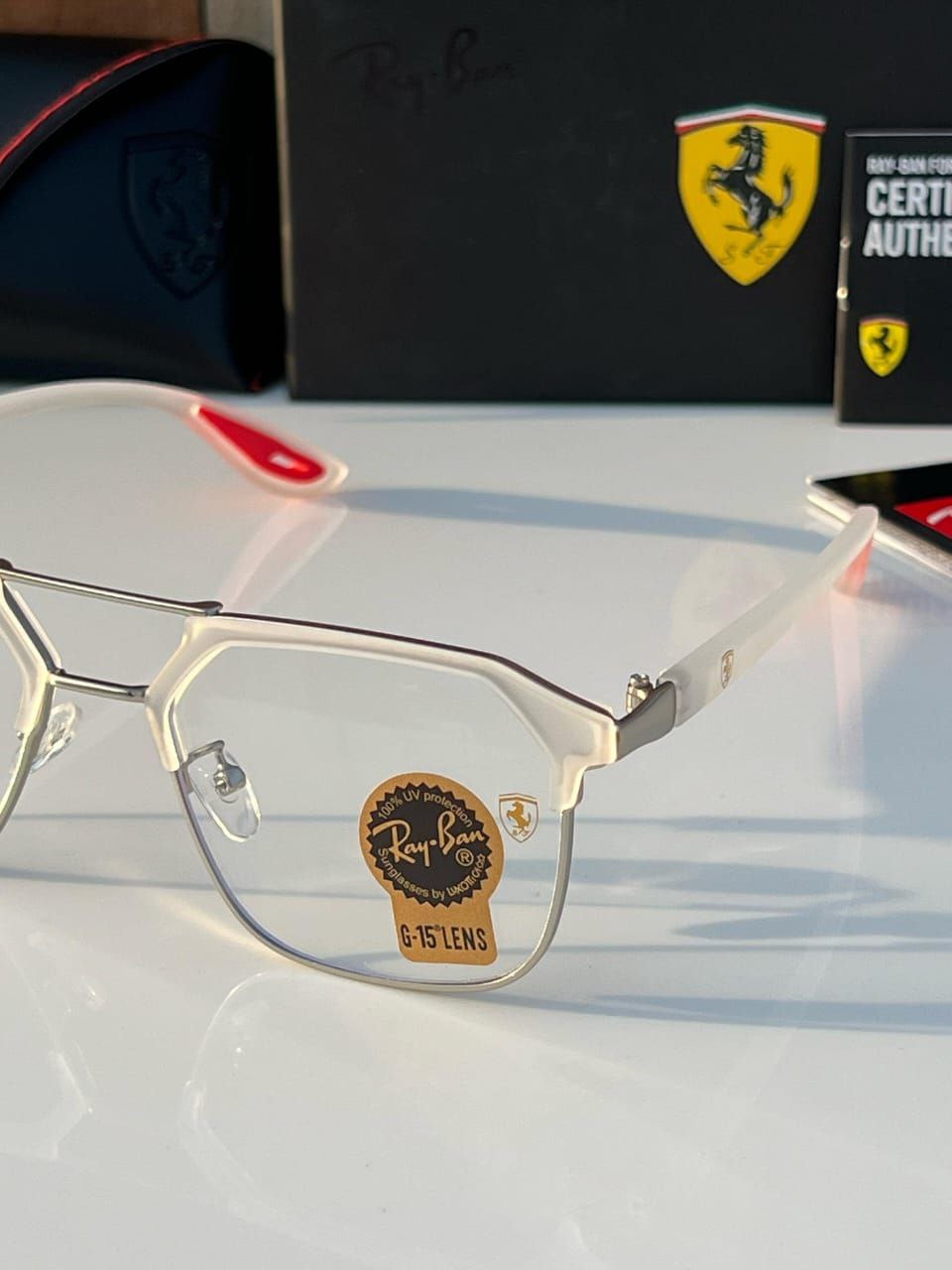 Ray Ban White Clear Sunglass For Daily Causal Evergreen UV Protected For Unisex