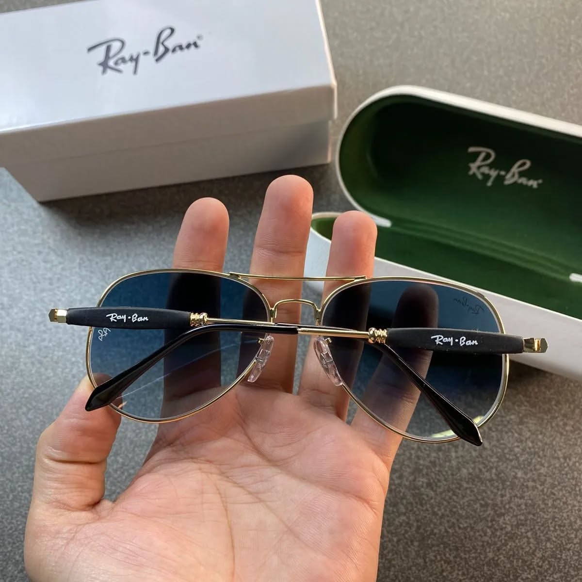 Ray Ban Gold Blue 3517  Sunglass For Daily Causal Evergreen UV Protected For Unisex