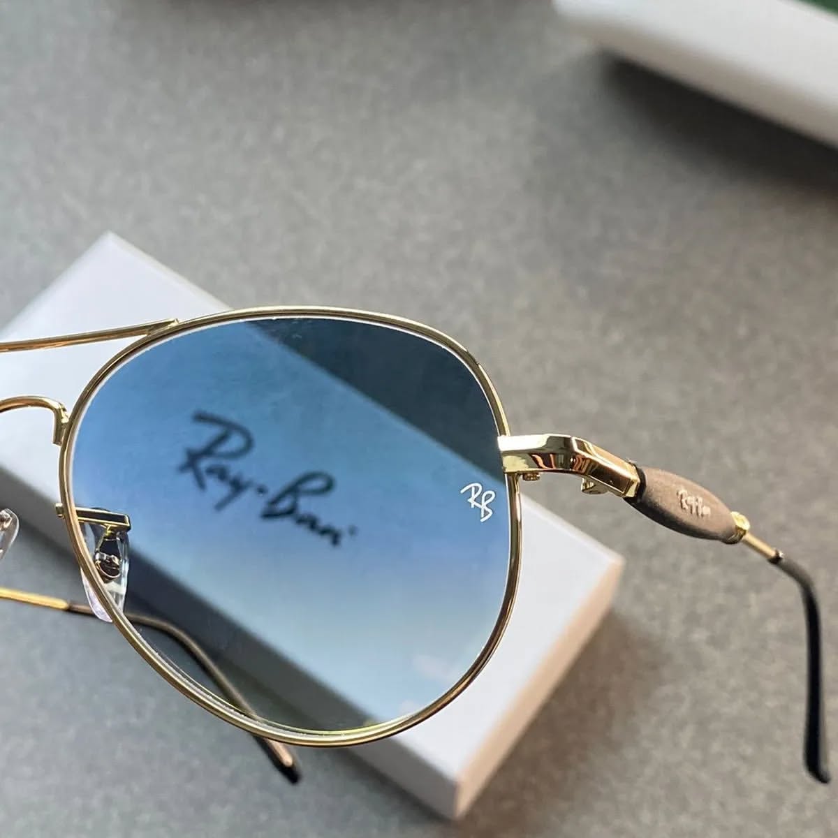 Ray Ban Gold Blue 3517  Sunglass For Daily Causal Evergreen UV Protected For Unisex