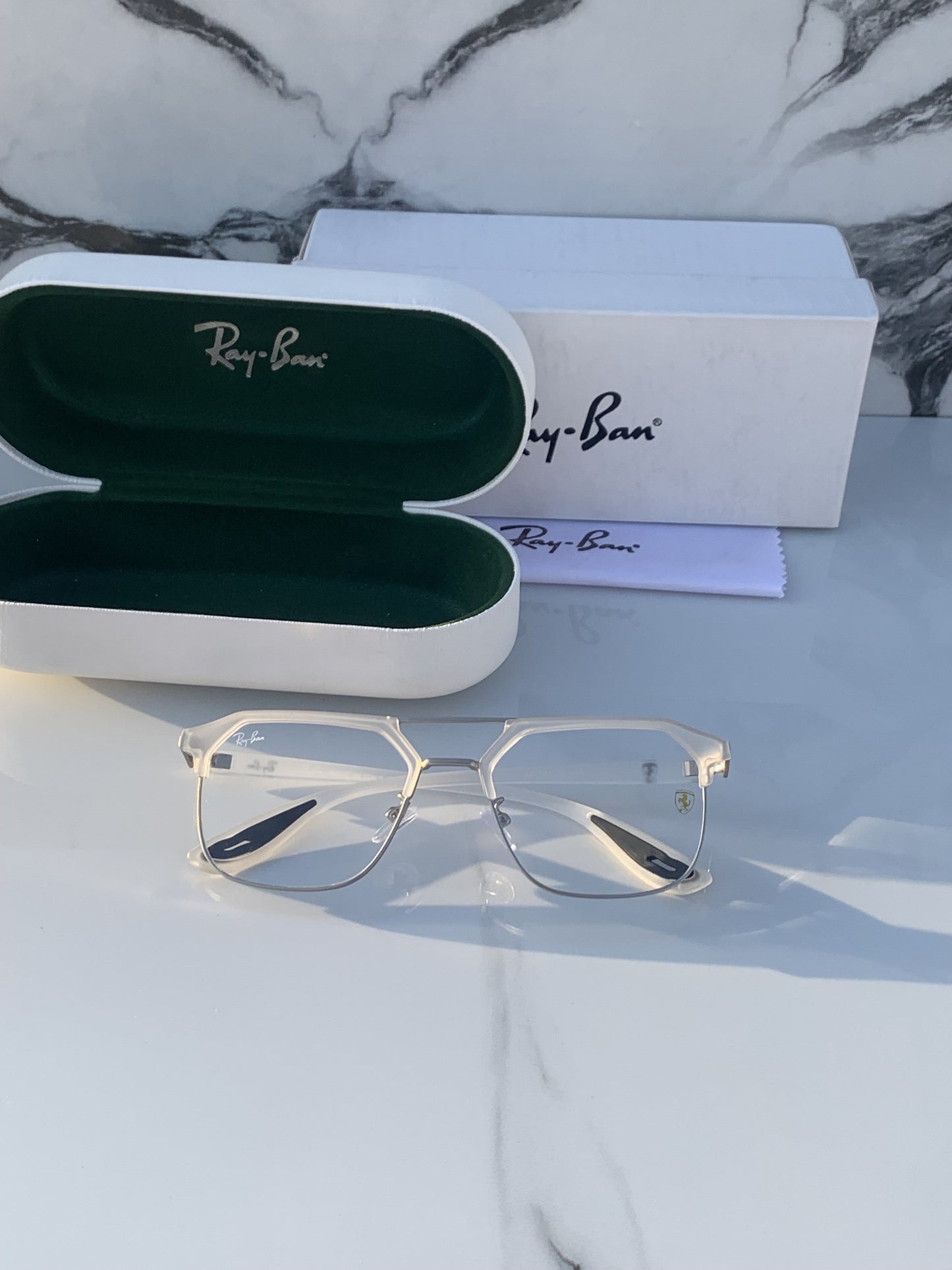 Ray Ban White Clear Sunglass For Daily Causal Evergreen UV Protected For Unisex.
