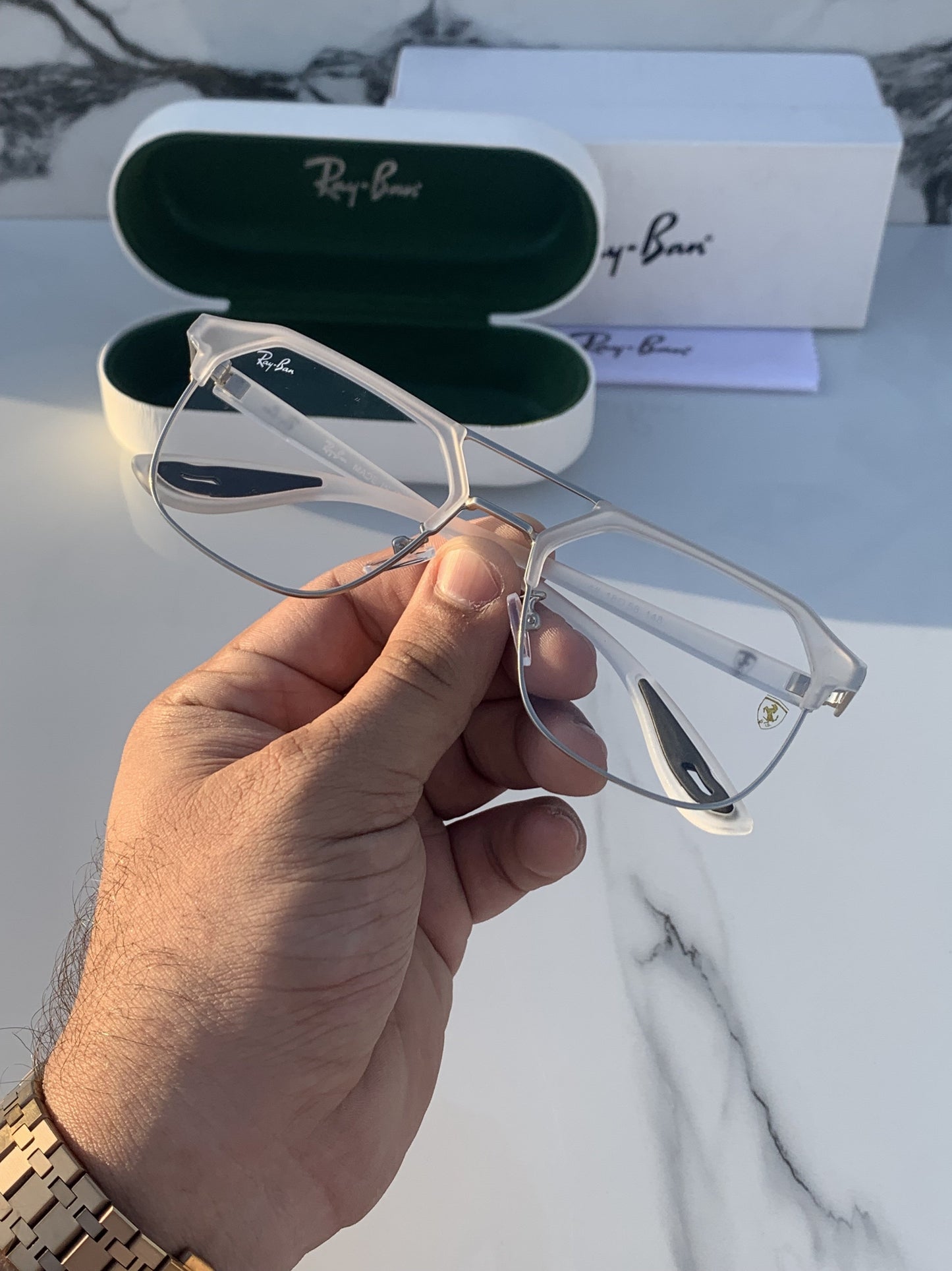 Ray Ban Fancy Grey Clear Eyewear For Daily Causal Evergreen UV Protected For Unisex.