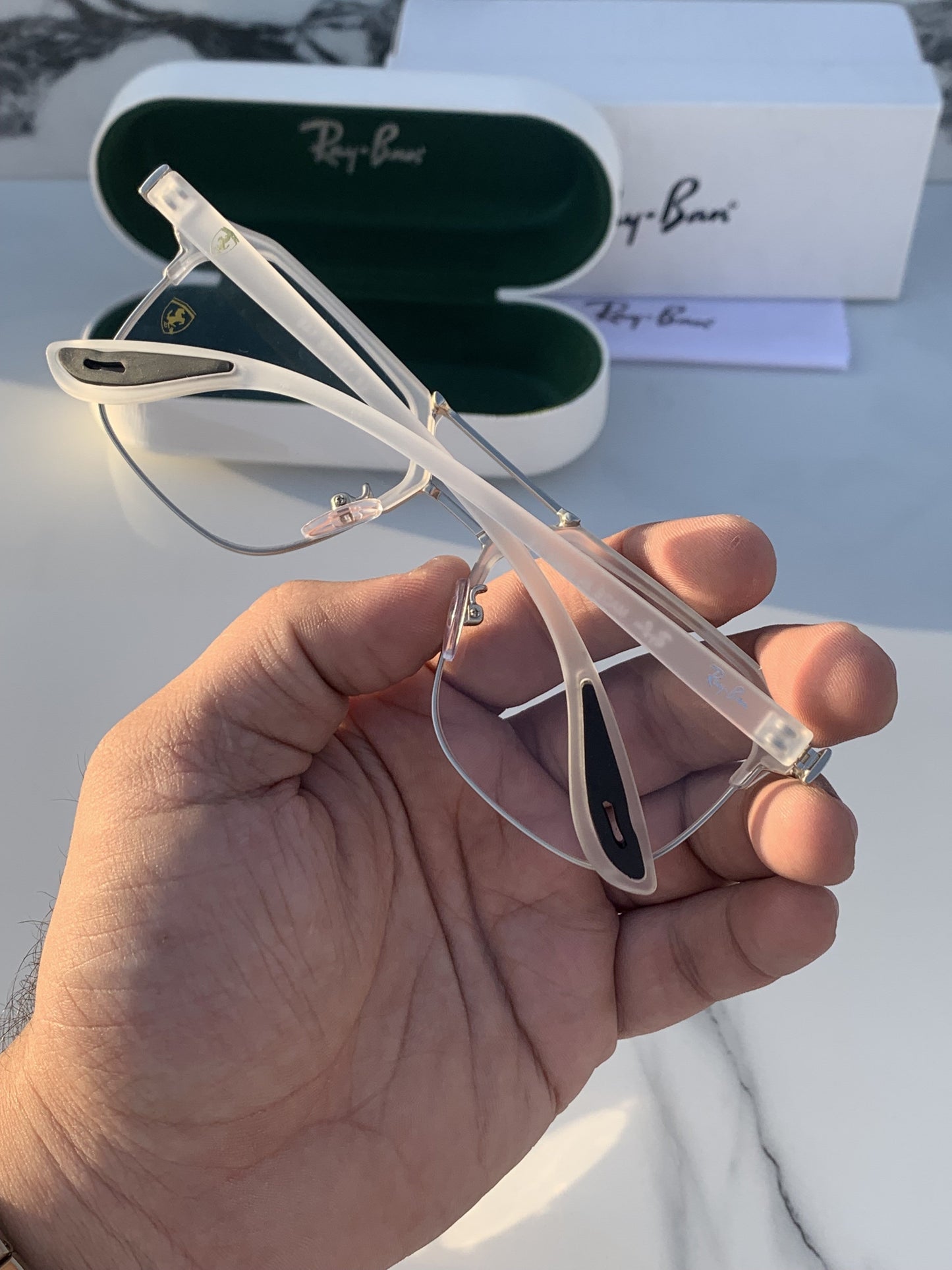 Ray Ban White Clear Sunglass For Daily Causal Evergreen UV Protected For Unisex.