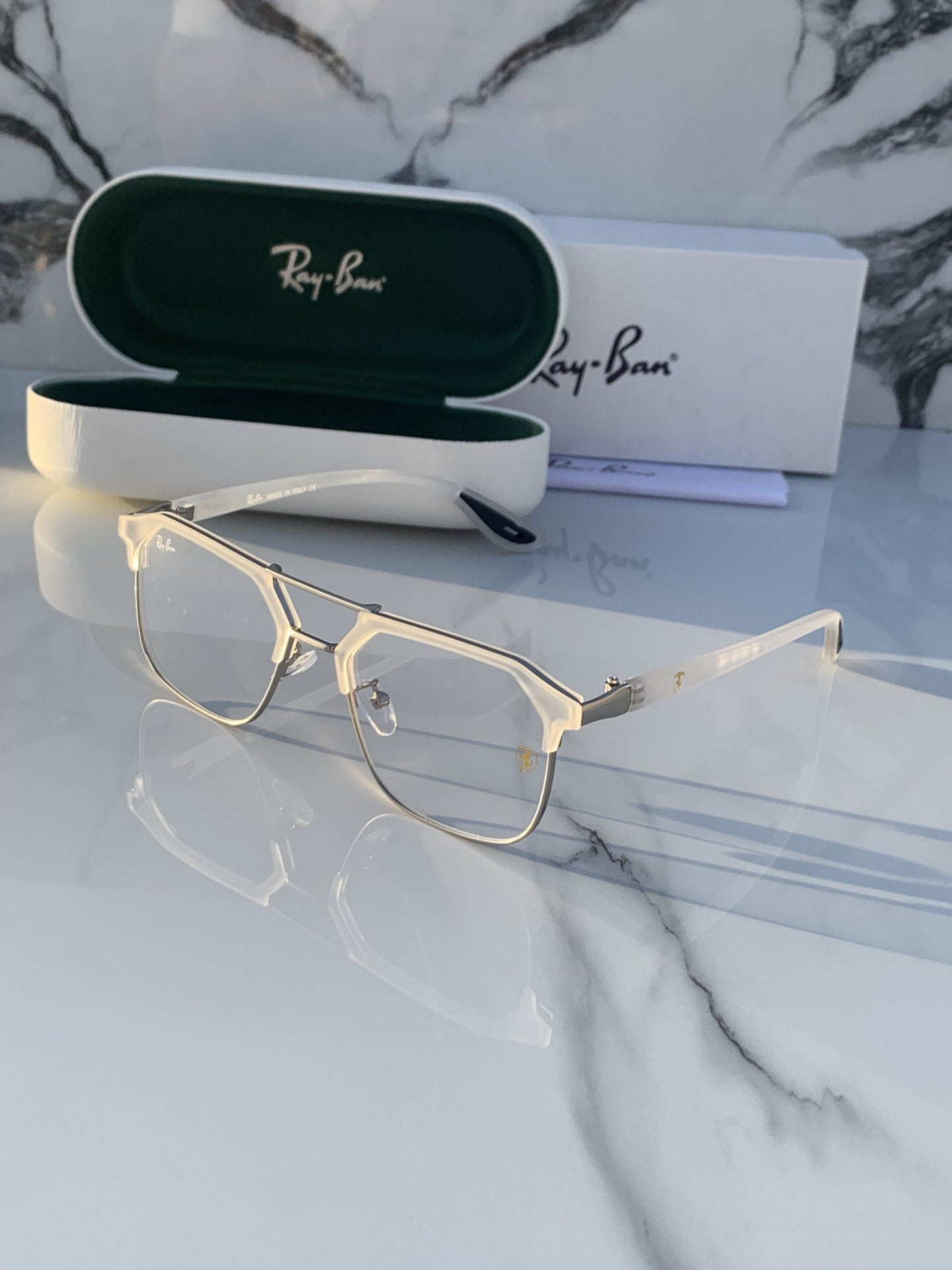 Ray Ban White Clear Sunglass For Daily Causal Evergreen UV Protected For Unisex.