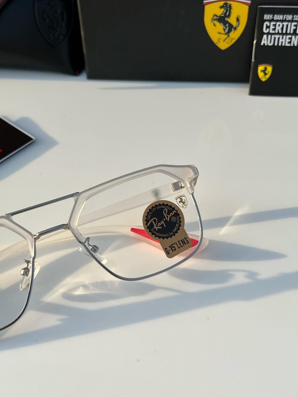 Ray Ban White Clear Sunglass For Daily Causal Evergreen UV Protected For Unisex